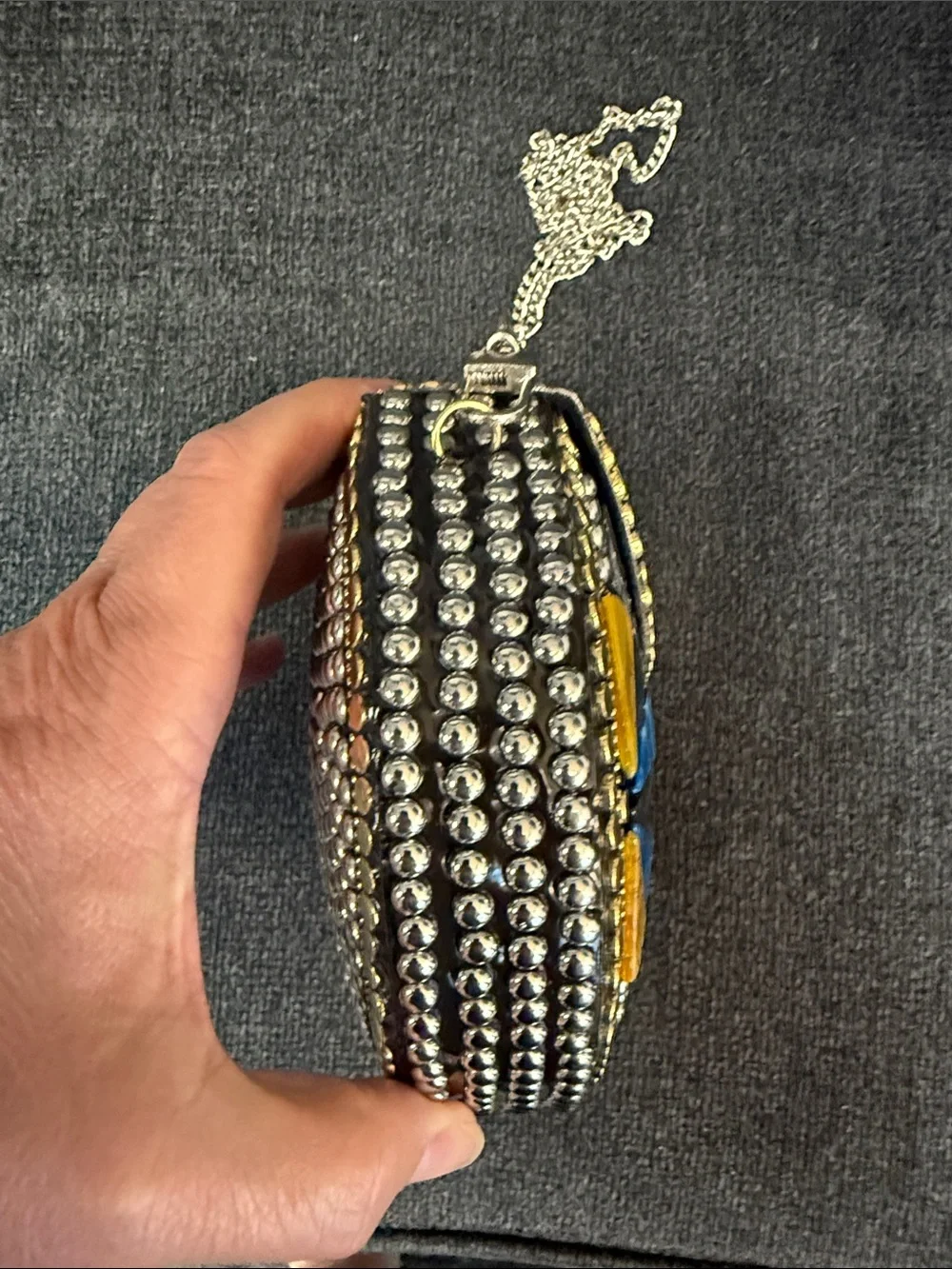 RAMLA Handcrafted Metallic Beaded Shoulder Bag